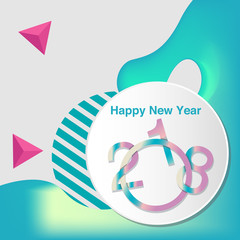 Happy New Year 2018 colorful abstract design