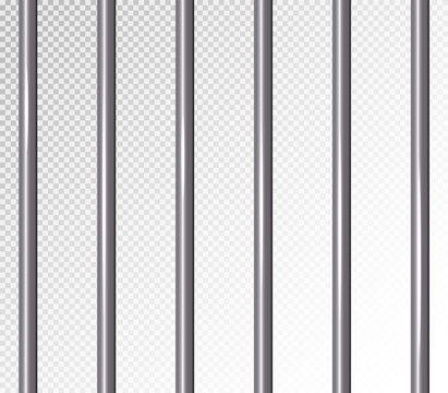 Prison Bars Isolated Vector Illustration. Transparent Background. 3D Metal Jailhouse, Prison House Grid Illustration