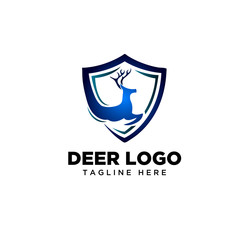 Shield Jump deer line art logo