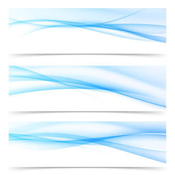 Blue liquid transparent smoke air line pattern banner collection