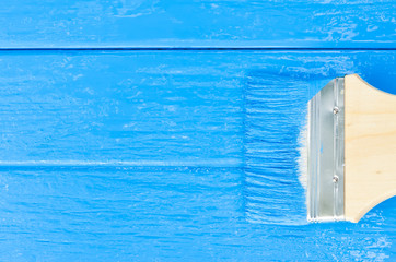 paint brush use for paint blue background for equipment stock photography.