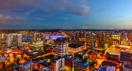 Shoot from above the beautiful twilight in megapolis