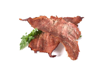 hot thin slices of baked pork meat
