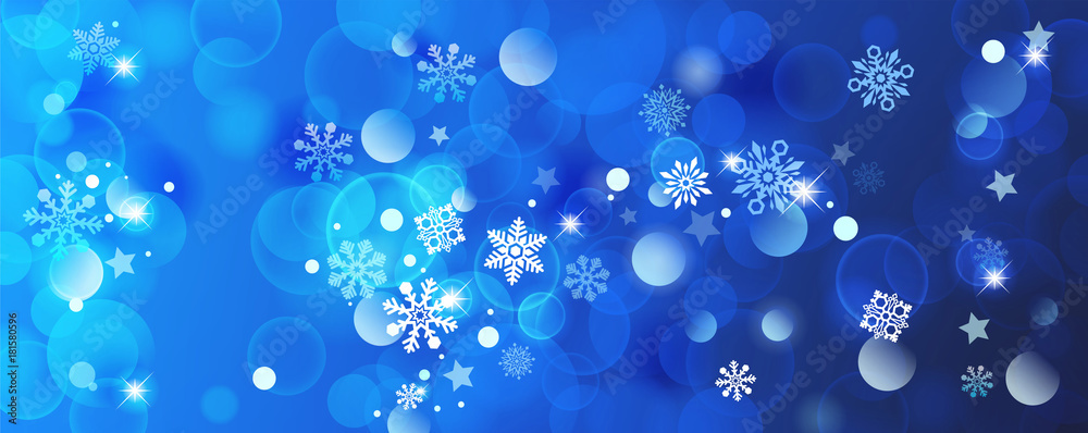 Wall mural banners with bokeh effect and snowflake