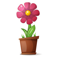 pot, flower - cartoon illustration Vector eps 10
