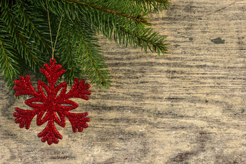 Christmas decorations on wooden background 