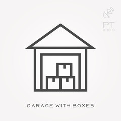 Line icon garage with boxes - obrazy, fototapety, plakaty
