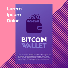 Bitcoin wallet icon on leaflet template design