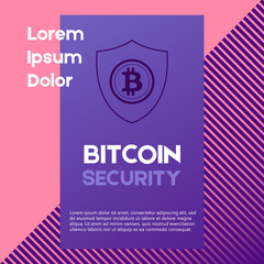 Fototapeta premium Bitcoin security icon on leaflet template design