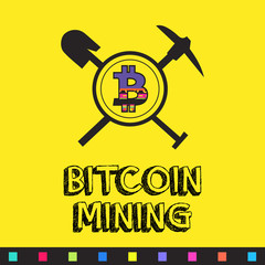 Bitcoin mining icon with africa pattern design