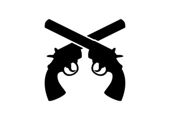 Black Weapon Gun Cross Illusstration Logo Silhouette