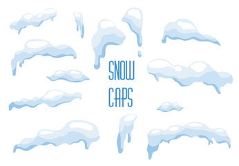 vector snow, ice caps, snowballs, snowdrifts set