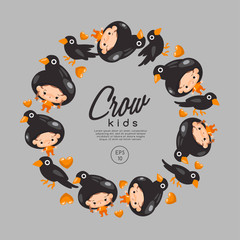 Boy and girl wearing Animal fancy hat : Vector Illustration