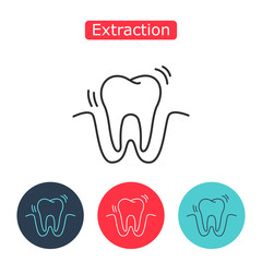 Tooth extraction vector line icon.