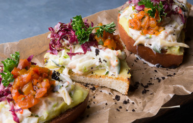 Bruschetta with crab salad