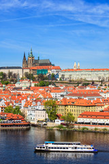 View of Mala Strana and  Prague castle over Vltava river