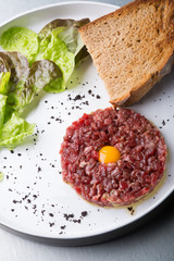 Tartar dish on a white plate