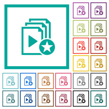 Rank playlist flat color icons with quadrant frames