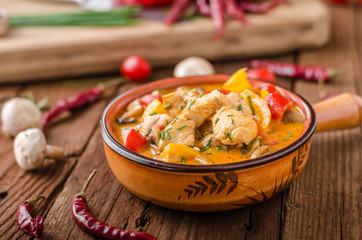 Chicken curry vegetable delish food