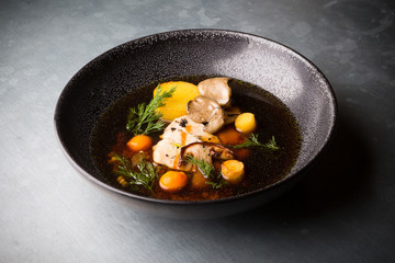 Mushroom soup with chicken