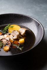 Mushroom soup with chicken