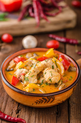Chicken curry vegetable delish food