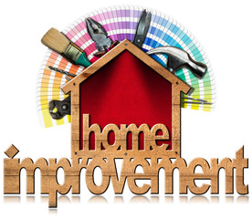 Home Improvement Symbol with Work Tools - obrazy, fototapety, plakaty