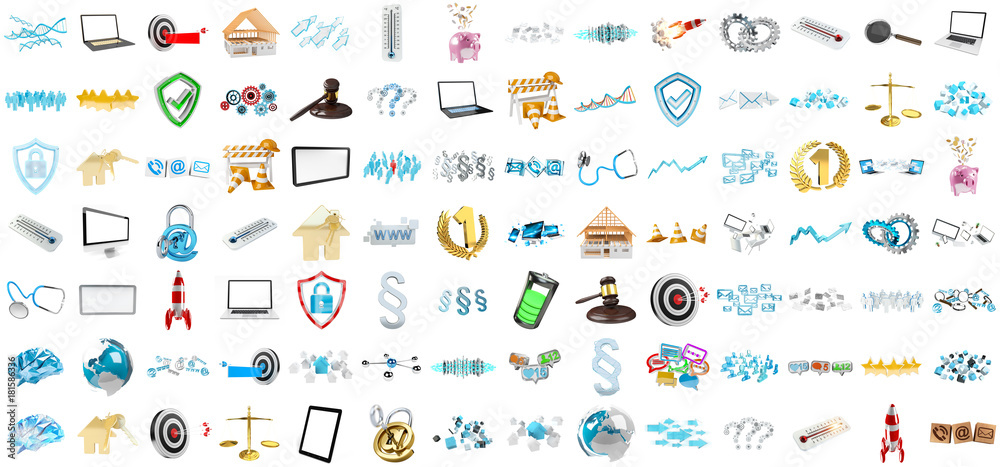 Sticker 3d rendering modern icons