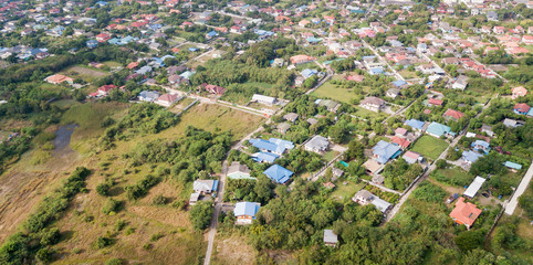 Fototapeta na wymiar neighborhood with residential houses and driveways