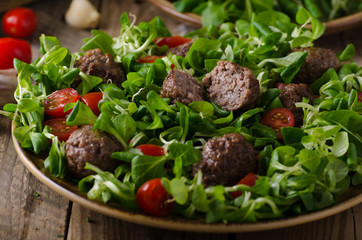 Meatballs beef with fresh salad