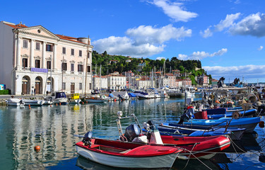 Harbor of Piran city, Slovenia