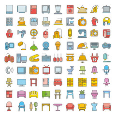 home appliance icons color theme