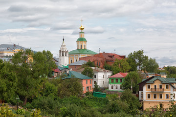 Fototapeta na wymiar Old houses and churches of the city of Vladimir, one of the cities of the Golden Ring of Russia