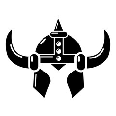 Viking helmet knight icon, simple black style