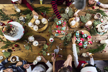 Kids Christmas party with lots of sweets