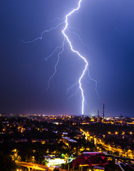 Summer thunderstorm in the city