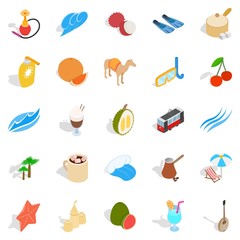 Ankara icons set, isometric style