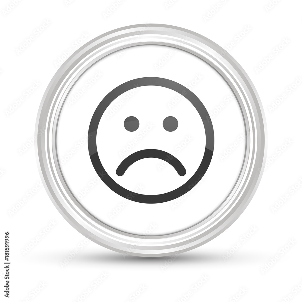 Poster weißer button - smiley traurig