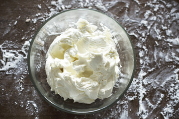 A bowl with buttercream frosting