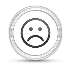 Weißer Button - Smiley traurig