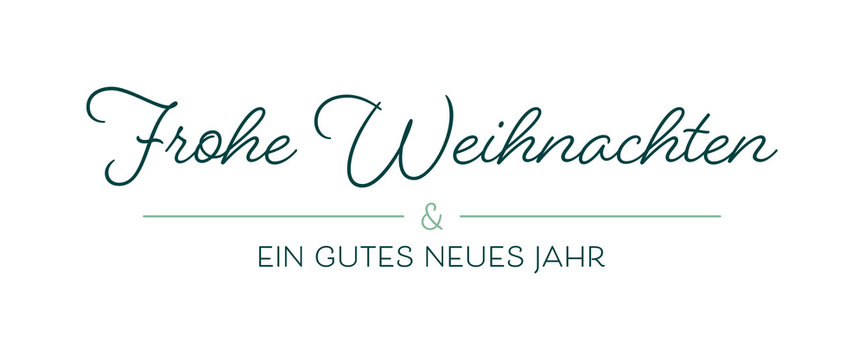 "Frohe Weihnachten" - Schriftzug in Petrolgr&uuml;n