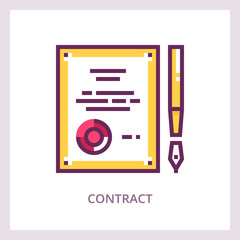 Contract icon. Vector linear pictogram.