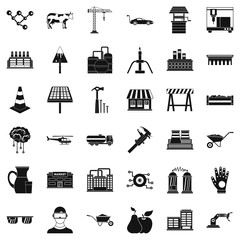 Market icons set, simple style