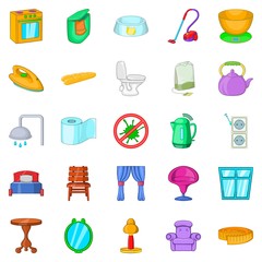 Quarter icons set, cartoon style