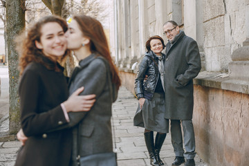 Fototapeta premium family on a walk