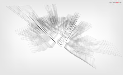 Fototapeta na wymiar Abstract 3D geometric wireframe. Conceptual shape and form. Vector illustration.