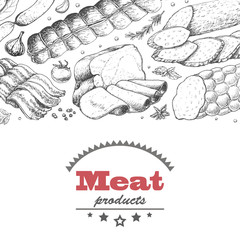 Vector background with meat products