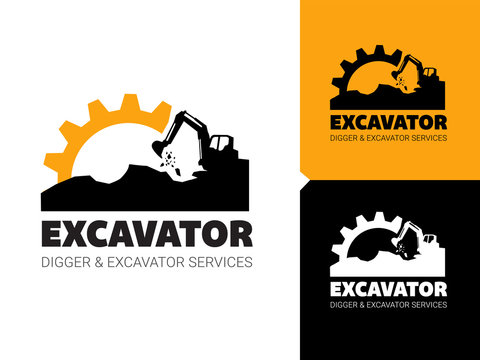 Excavator and backhoe logo vector illustration