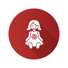 Baby doll flat design long shadow glyph icon