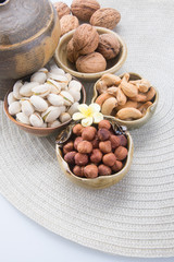 nuts. mixed nuts on the background